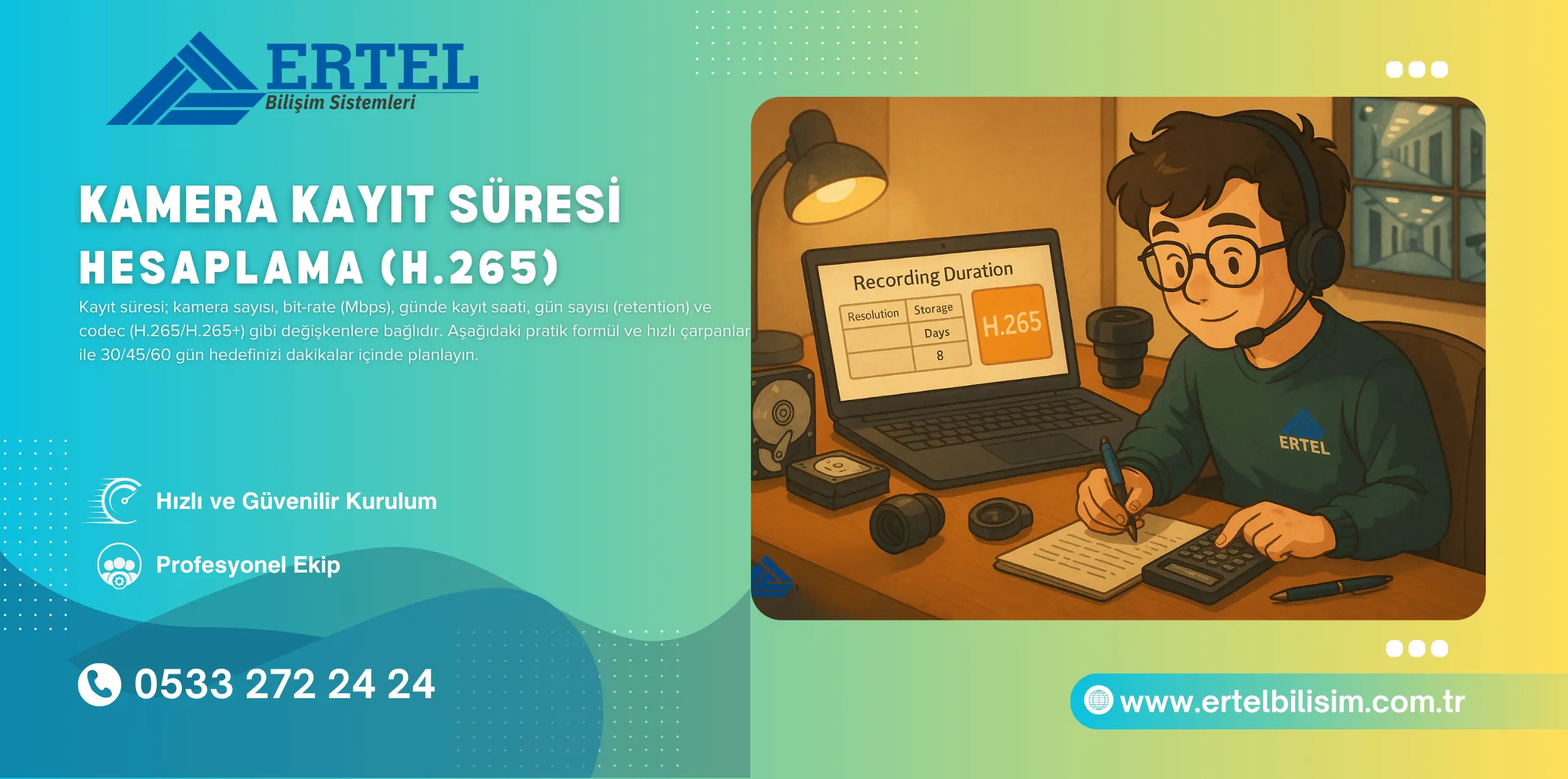 kamera kayit suresi hesaplama h265