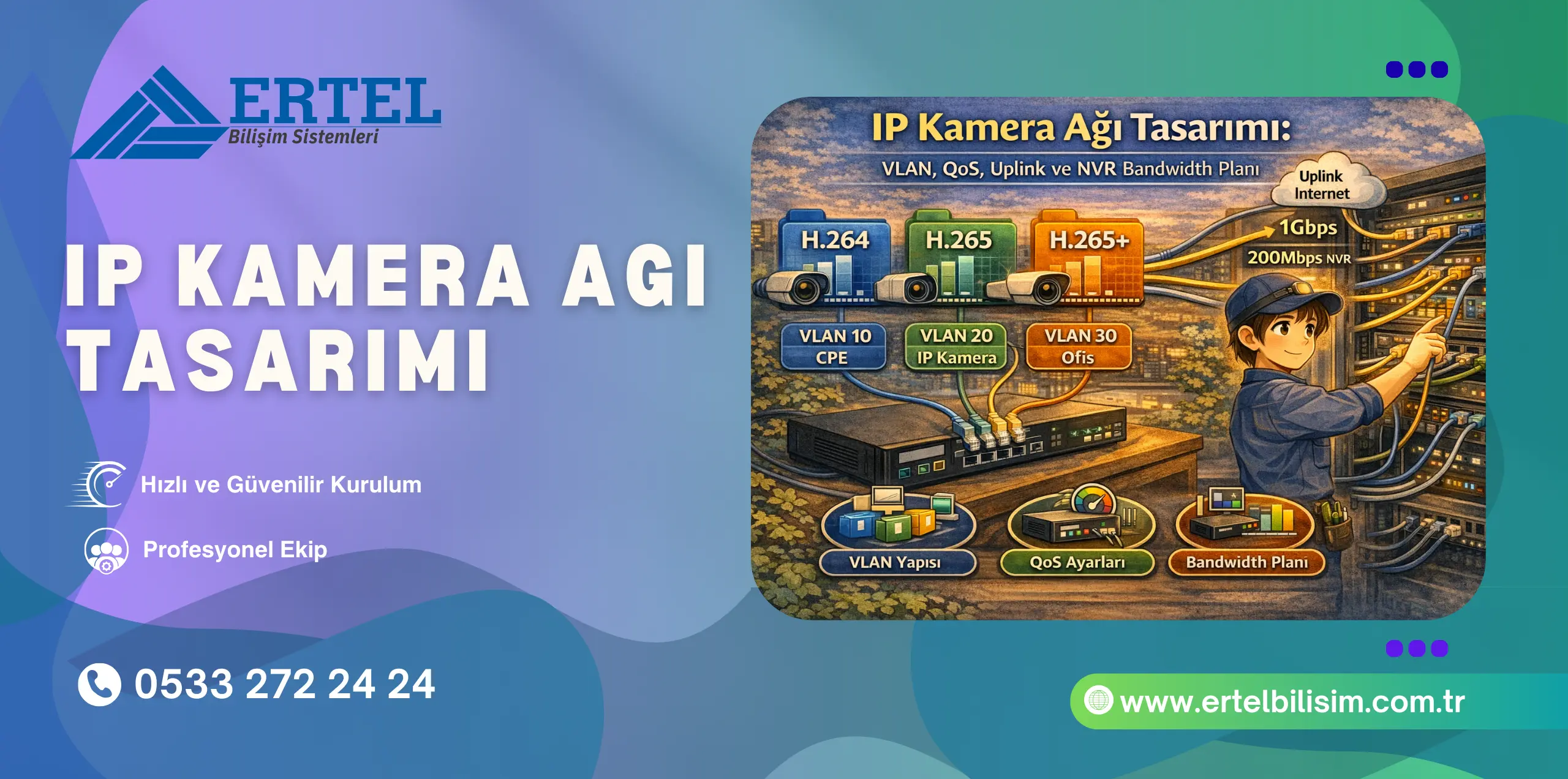 IP kamera ağı tasarımı: VLAN, QoS ve uplink bandwidth planı